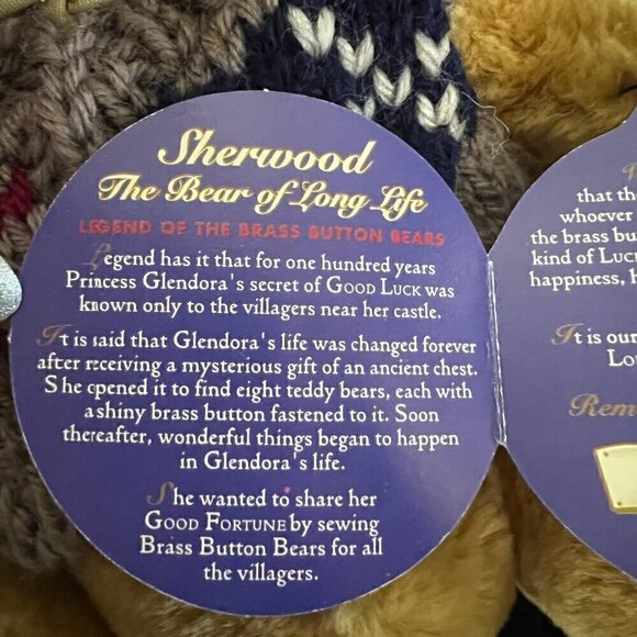 NWT Vintage 96 Pickford Brass Button Bears Collection Sherwood Bear of Long Life - Picture 12 of 13